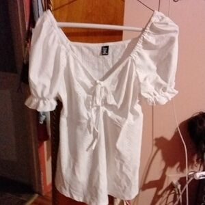 White Eyelet Puff Sleeve Top